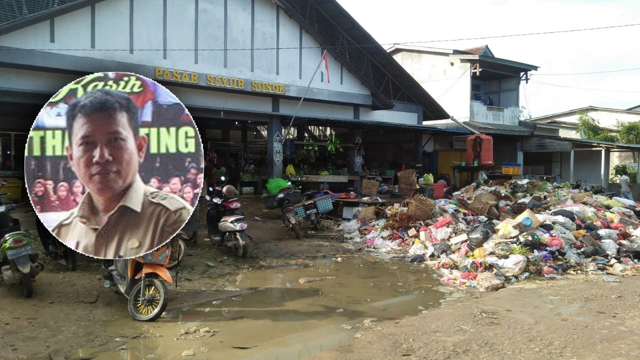 Foto---Tumpukan sampah di pasar sayur Sosok, Kecamatan Tayan Hulu Foto—Kadis LH Sanggau, Didit Richardi