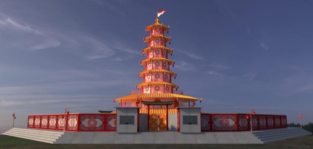 Illustrasi Replika Pagoda Perayaan Imlek dan Cap Go Meh Singkawang 2020