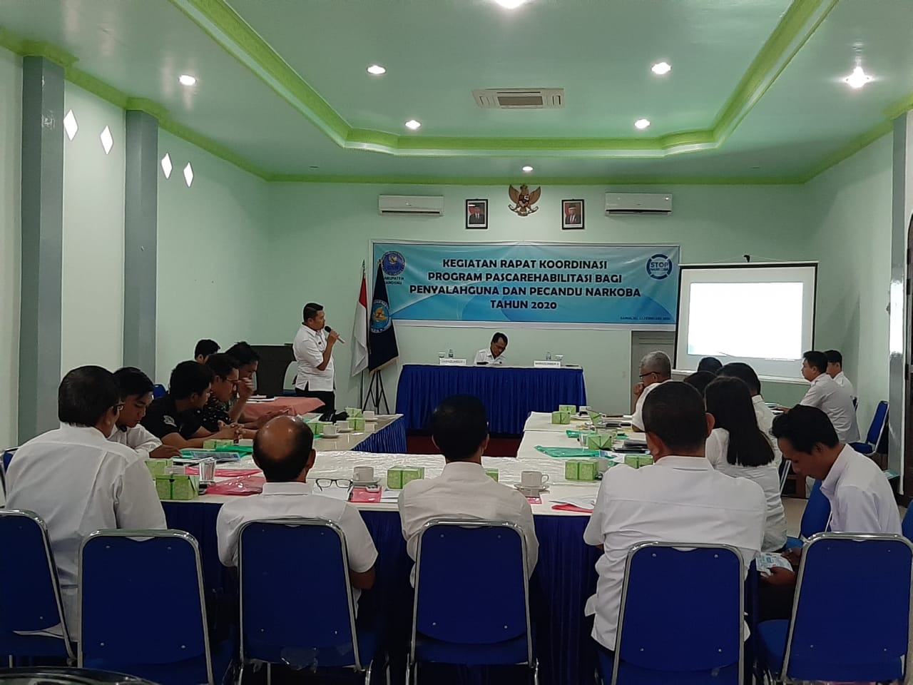 Foto--Suasana Rakor Lintas Sektoral BNNK Sanggau, menyamakan persepsi penyusunan program pasca rehabilitasi, Rabu (12/2/2020) di Hotel Meldy Sanggau---istimewa