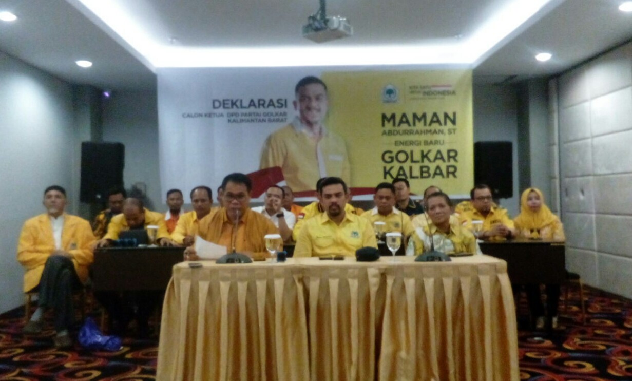 Deklarasi Maman Abdurrahman sebagai Calon Ketua Golkar Kalbar di Ibis Hotel Pontianak, Senin (24/02/2020).